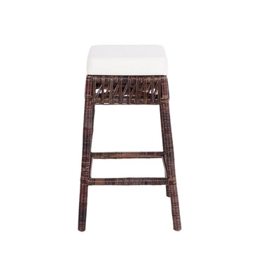 Bali Rustic Bohemian Hyacinth/Wood Backless Counter Stool - JONATHAN Y